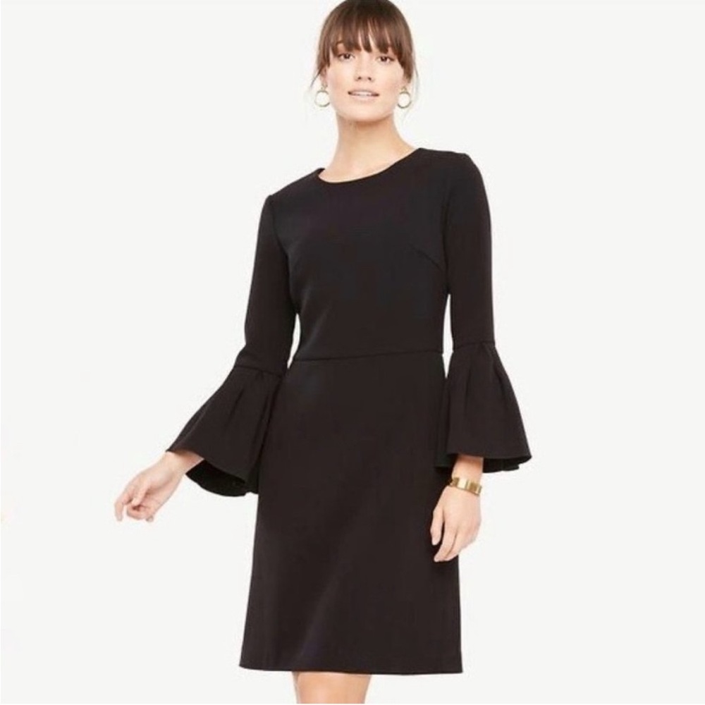 Ann Taylor Black Bell Sleeve A line Shift Dress 8P NWT